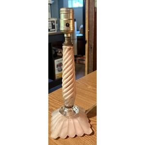 VTG Pink Satin Glass Leviton Company Boudoir Lamp 13" Shabby Chic Cottage Core